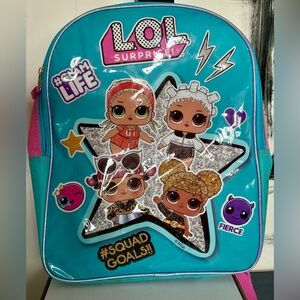 L.O.L. Surprise! New ! Teal and Pink Character Backpack with Gold Accents new